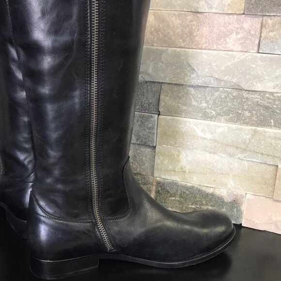 Frye Melissa Knee-high Zip Riding Moto Leather Boot - Picture 8 of 12